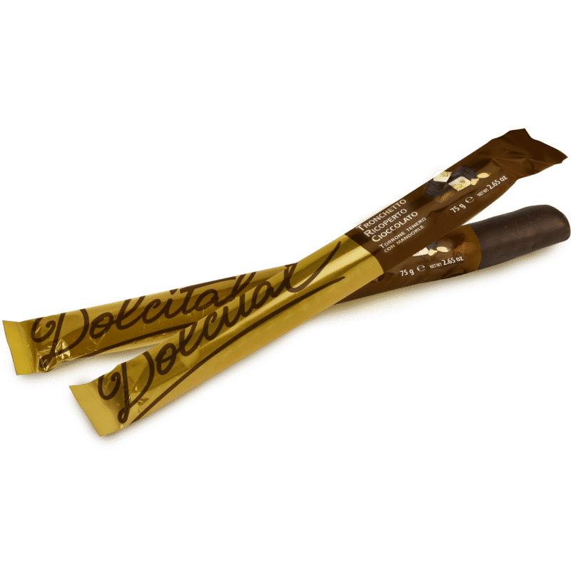 Tronchetto torrone tenero alle mandorle ricoperto di cioccolato