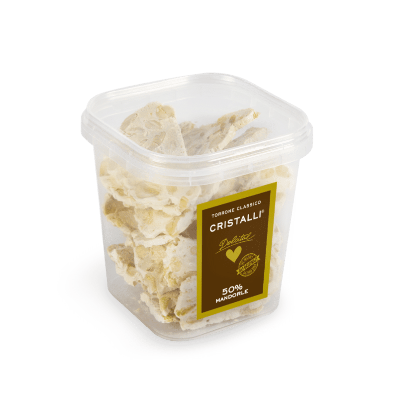 Cristalli di torrone con mandorle